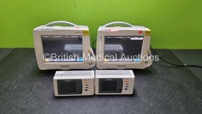 Job Lot Including 2 x Philips IntelliVue MP30 Patient Monitors (Both Power Up 1 x with Light Scratching On Screen - See Photo) with 2 x Philips IntelliVue X2 Handheld Patient Monitors Including ECG, SpO2, NBP, Press and Temp Options (Both Power Up) *SN *S