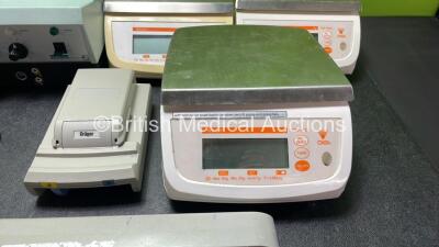 Mixed Lot Including 1 x GE Unity Network ID Switch, 1 x Grieshaber Bipolar Coagulation Unit with a Footswitch, 3 x DIGI Weighing Scales, 1 x Drager Docking Unit and 1 x Arjo Huntleigh NDA0200-20 Battery *Untested* - 2