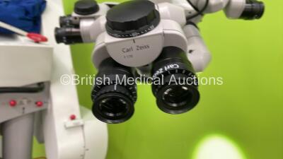 Zeiss OPMI Vario Triple Operated Surgical Microscope with 3 x Binoculars, 4 x 10x Eyepieces, 2 x 12,5x Eyepieces, Zeiss MediLive Advanced Digital Camera Control Unit and Zeiss Superlux 301 Light Source on Zeiss NC33 System (Powers Up with Good Bulb) - 3