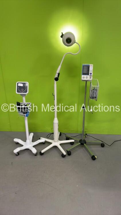 1 x Daray Patient Examination Lamp on Stand (Powers Up) 1 x Omron Blood Pressure Monitor on Stand and 1 x Welch Allyn Blood Pressure Meter on Stand *S/N NA*