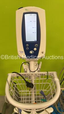 1 x Welch Allyn SPOT Vital Signs Monitors on Stand, 1 x Welch Allyn 420 Series Vital Sign Monitor on Stand and 1 x GE Dinamap Carescape V100 Vital Signs Monitor on Stand (All Power Up) *S/N SDT09070142SP* - 3