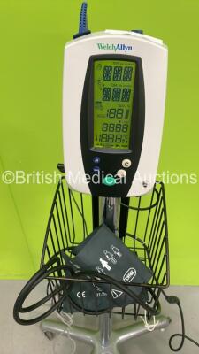 1 x Welch Allyn SPOT Vital Signs Monitors on Stand, 1 x Welch Allyn 420 Series Vital Sign Monitor on Stand and 1 x GE Dinamap Carescape V100 Vital Signs Monitor on Stand (All Power Up) *S/N SDT09070142SP* - 4