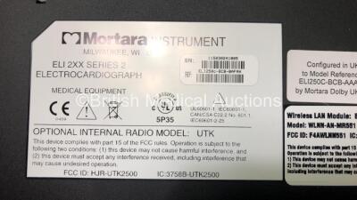 2 x Mortara ELI 250c ECG Machines (1 x Powers Up, 1 x Draws Power, 2 x Damage to Casing - See Photos) *SN 115030241801 / 115030241805* - 9