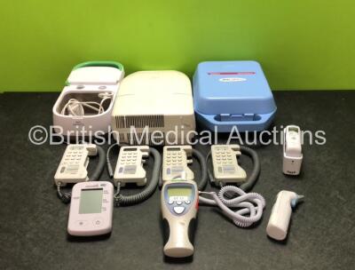 Mixed Lot Including 4 x Huntleigh Dopplers (All Missing Battery Covers and Probes, 3 x Damage to Casing - See Photos) 2 x Welch Allyn ThermoScan Thermometers with 1 x Base, 1 x Welch Allyn 692 Thermometer, 1 x Microlife BP Monitor, 1 x Philips Respironics