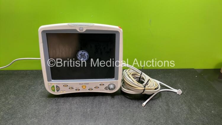 GE Dash 5000 Patient Monitor Including ECG, SpO2, CO2, NBP, BP1/3, BP2/4, Temp/CO Options with 1 x ECG Trunk Cable and NBP Hose (Powers Up) *SN SBG06439865GA*