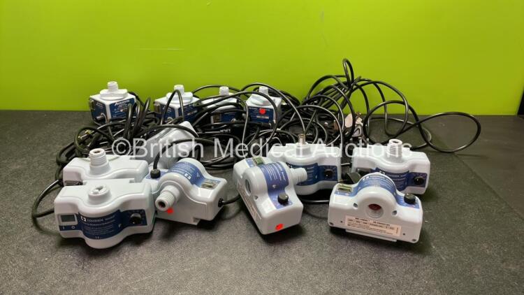 Job Lot Including 4 x Kendall Aerodyne Aerosol Heaters (All Power Up) 9 x Covidien Kendall Heaters for Mechanical Nebulization (8 Power Up, 1 No Power Due to Missing Switch-See Photo) *SN 5904A01112, 5904A01132, 159045199, 1590455201, 5904A01141, 5904A013