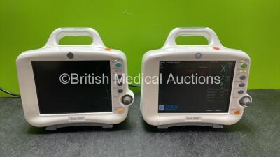 2 x GE Dash 3000 Patient Monitors Including ECG, NBP, CO2, BP1, BP2, SpO2 and Temp/Co Options (Both Power Up with Cracked Casing, 1 with Blank Screen-See Photo) *SN AAB04439339GA, SBG05504550GA*