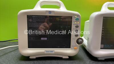 2 x GE Dash 3000 Patient Monitors Including ECG, NBP, CO2, BP1, BP2, SpO2 and Temp/Co Options (Both Power Up) *SN B2DHJ1709G, SBG06025867GA* - 2