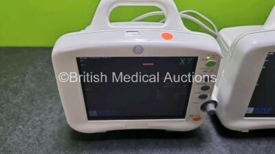 2 x GE Dash 3000 Patient Monitors Including ECG, NBP, CO2, BP1, BP2, SpO2 and Temp/Co Options (Both Power Up 1 x with Slight Damage to Casing - See Photo) *SN SBG05463435GA / AAB04416676GA* - 3