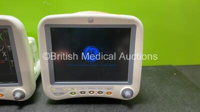 2 x GE Dash 4000 Patient Monitors Including ECG, NBP, CO2, BP1, BP2, SpO2 and Temp/Co Options (Both Power Up) *SN SD009285717GA, SBG05390845GA* - 3