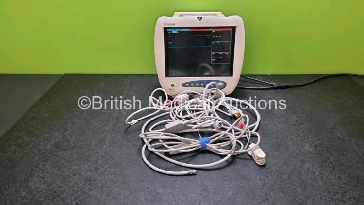 Mindray PM-7000 Patient Monitor Including ECG, SpO2, NIBP, T1 and T2 Options and Patient Monitoring Cables Including ECG and SpO2 (Powers Up) *SN CE05122473*