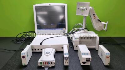 GE Carescape B850 Monitoring System Including 1 x D19KT Display / Monitor (Powers Up) 1 x GE Type E-sCAiOV Module with Spirometry Option and D-fend Pro+ Water Trap *Mfd 2014*, 1 x GE Type E-CAiOV-00 Gas Module Including Spirometry and D-fend Water Trap *M