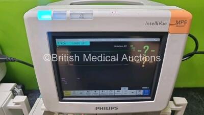 Job Lot Including 1 x Philips IntelliVue MP5 Patient Monitors Including ECG, SpO2, NIBP, Press , Temp and Printer Options, 1 x Philips IntelliVue MP5 Patient Monitors Including ECG, SpO2, NIBP, CO2, Press , Temp and Printer Options (Both Power Up 1 x Dam - 2