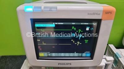 Job Lot Including 1 x Philips IntelliVue MP5 Patient Monitors Including ECG, SpO2, NIBP, Press , Temp and Printer Options, 1 x Philips IntelliVue MP5 Patient Monitors Including ECG, SpO2, NIBP, CO2, Press , Temp and Printer Options (Both Power Up 1 x Dam - 3