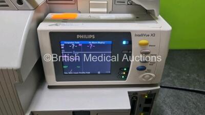 Job Lot Including 1 x Philips IntelliVue MP30 Patient Monitor (Powers Up Missing Dial - See Photo) and 2 x IntelliVue X2 Handheld Patient Monitors Including ECG, SpO2, NBP, Press and Temp Options (Both Power Up 1 x with Faulty Screen - See Photo) *SN DE83 - 5