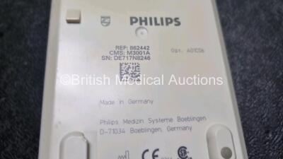 Job Lot Including 2 x Philips IntelliVue MP30 Patient Monitors (Both Power Up) and 2 x Philips M3001A Modules Opt A01C06 Including ECG, SpO2, NBP, Press and Temp Options *SN DE907U0786 / DE717N8246 / DE72847456 / DE72847459* - 5