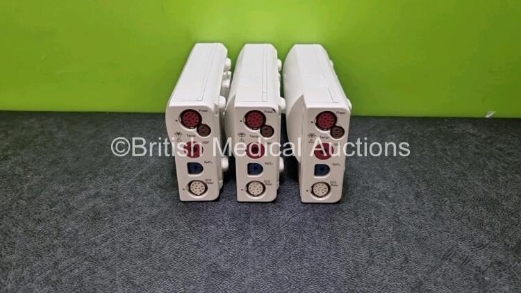 3 x Philips M3001A Modules Opt AO1C06 Including ECG, SpO2, NBP, Press and Temp Options *SN DE3450DCTB / DE3450DCRW / DE3450DTCTB*