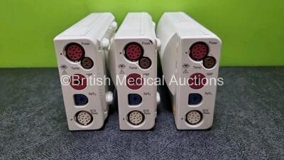 3 x Philips M3001A Modules Opt AO1C06 Including ECG, SpO2, NBP, Press and Temp Options *SN DE3450DCTB / DE3450DCRW / DE3450DTCTB* - 2