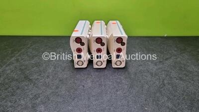 3 x Philips M3001A Modules Including ECG, SpO2, NBP, Press and Temp Options *SN DE512B9877 / DE512B9941 / DE512B9879*