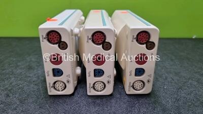 3 x Philips M3001A Modules Including ECG, SpO2, NBP, Press and Temp Options *SN DE512B9877 / DE512B9941 / DE512B9879* - 2