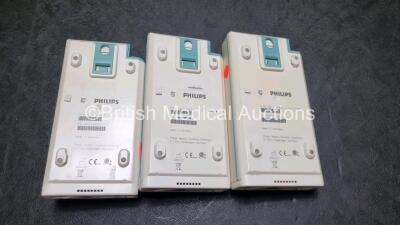 3 x Philips M3001A Modules Including ECG, SpO2, NBP, Press and Temp Options *SN DE512B9877 / DE512B9941 / DE512B9879* - 4