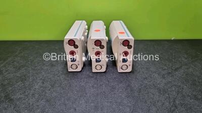 3 x Philips M3001A Modules Including ECG, SpO2, NBP, Press and Temp Options *SN DE12A9143 / DE512B9559 / DE512B9418*