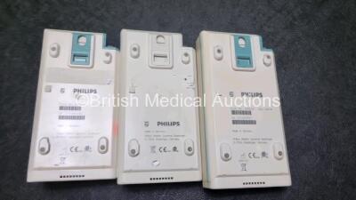 3 x Philips M3001A Modules Including ECG, SpO2, NBP, Press and Temp Options *SN DE12A9143 / DE512B9559 / DE512B9418* - 4