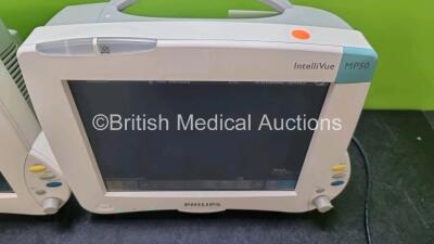 Job Lot Including 2 x Philips IntelliVue MP50 Patient Monitors (Both Power Up) and 2 x IntelliVue X2 Handheld Patient Monitors Including ECG, SpO2, NBP, Press and Temp Options (Both Power Up) *SN DE037C4010 / DE037A1160 / DE443025762 / DE44025748* - 3