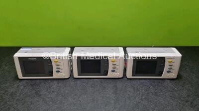 3 x IntelliVue X2 Handheld Patient Monitors Including ECG, SpO2, NBP, Press and Temp Options (All Power Up Monitors for Power Testing Only) *SN DE037C3952 / DE508J5162 / DE506J5249*