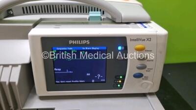 Job Lot Including 2 x Philips IntelliVue MP50 Patient Monitors (Both Power Up) and 2 x IntelliVue X2 Handheld Patient Monitors Including ECG, SpO2, NBP, Press and Temp Options (Both Power Up) *SN DE03795137 / DE508J5287 / DE44025749 / DE44025791* - 7