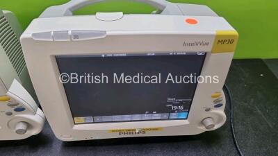 Job Lot Including 2 x Philips IntelliVue MP30 Patient Monitors (Both Power Up) and 2 x IntelliVue X2 Handheld Patient Monitors Including ECG, SpO2, NBP, Press and Temp Options (Both Power Up) *SN DE037C3942 / DE506J5252 / DE728B3767 / DE728B3821* - 3