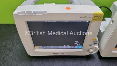 Job Lot Including 2 x Philips IntelliVue MP30 Patient Monitors (Both Power Up) and 2 x IntelliVue X2 Handheld Patient Monitors Including ECG, SpO2, NBP, Press and Temp Options (Both Power Up) *SN DE037C3942 / DE506J5252 / DE728B3767 / DE728B3821* - 4