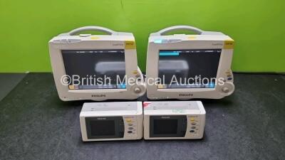 Job Lot Including 2 x Philips IntelliVue MP30 Patient Monitors (Both Power Up) and 2 x IntelliVue X2 Handheld Patient Monitors Including ECG, SpO2, NBP, Press and Temp Options (Both Power Up) *SN DE03758154 / DE037C4737 / DE72882350 / DE72882368*