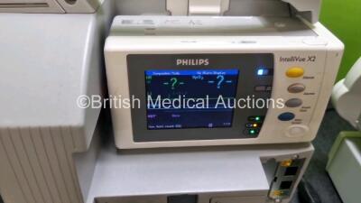 Job Lot Including 2 x Philips IntelliVue MP30 Patient Monitors (Both Power Up) 2 x Philips IntelliVue G5 M1019A Gas Module Including 2 x Water Traps (Both Power Up) and 2 x IntelliVue X2 Handheld Patient Monitors Including ECG, SpO2, NBP, Press and Temp - 8