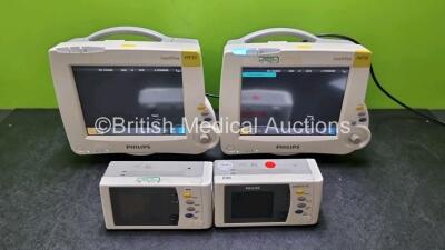 Job Lot Including 2 x Philips IntelliVue MP30 Patient Monitors (Both Power Up) and 2 x IntelliVue X2 Handheld Patient Monitors Including ECG, SpO2, NBP, Press and Temp Options (Both Power Up) *SN DE03767931 / DE03768407 / DE72882291 / DE72882377*