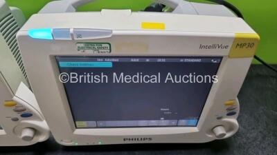 Job Lot Including 2 x Philips IntelliVue MP30 Patient Monitors (Both Power Up) and 2 x IntelliVue X2 Handheld Patient Monitors Including ECG, SpO2, NBP, Press and Temp Options (Both Power Up) *SN DE03767931 / DE03768407 / DE72882291 / DE72882377* - 4