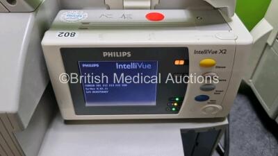 Job Lot Including 2 x Philips IntelliVue MP30 Patient Monitors (Both Power Up) and 2 x IntelliVue X2 Handheld Patient Monitors Including ECG, SpO2, NBP, Press and Temp Options (Both Power Up) *SN DE03767931 / DE03768407 / DE72882291 / DE72882377* - 7