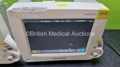 Job Lot Including 2 x Philips IntelliVue MP30 Patient Monitors (Both Power Up) and 2 x IntelliVue X2 Handheld Patient Monitors Including ECG, SpO2, NBP, Press and Temp Options (Both Power Up) *SN DE03758171 / DE03758134 / DE72882353 / DE72882360* - 4