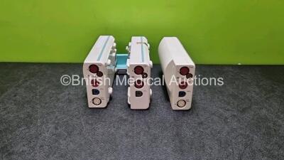 Job Lot Including 2 x Philips M3001A Modules Opt A01C06 Including ECG, SpO2, NBP, Press and Temp Options and 1 x Philips M3014A Module Including CO2, Temp and Press Options *SN DE717N0913 / DE83711837 / DE3450DCT5*