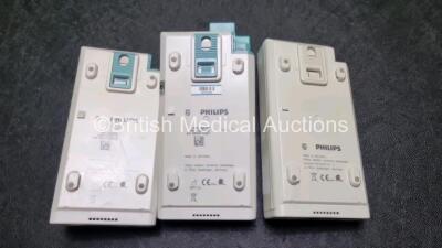 Job Lot Including 2 x Philips M3001A Modules Opt A01C06 Including ECG, SpO2, NBP, Press and Temp Options and 1 x Philips M3014A Module Including CO2, Temp and Press Options *SN DE717N0913 / DE83711837 / DE3450DCT5* - 3