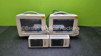 Job Lot Including 2 x Philips IntelliVue MP30 Patient Monitors (Both Power Up) and 2 x IntelliVue X2 Handheld Patient Monitors Including ECG, SpO2, NBP, Press and Temp Options (Both Power Up) *SN DE03758124 / DE03758214 / DE72882355 / DE72882403*