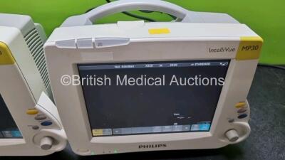 Job Lot Including 2 x Philips IntelliVue MP30 Patient Monitors (Both Power Up) and 2 x IntelliVue X2 Handheld Patient Monitors Including ECG, SpO2, NBP, Press and Temp Options (Both Power Up) *SN DE03758124 / DE03758214 / DE72882355 / DE72882403* - 4