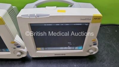 Job Lot Including 2 x Philips IntelliVue MP30 Patient Monitors (Both Power Up) and 2 x IntelliVue X2 Handheld Patient Monitors Including ECG, SpO2, NBP, Press and Temp Options (Both Power Up) *SN DE03758059 / DE03758132 / DE72882345 / DE72882370* - 4