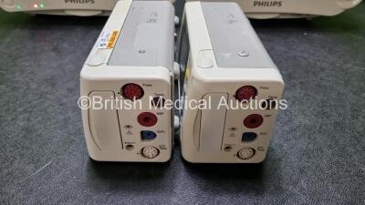 Job Lot Including 2 x Philips IntelliVue MP30 Patient Monitors (Both Power Up) and 2 x IntelliVue X2 Handheld Patient Monitors Including ECG, SpO2, NBP, Press and Temp Options (Both Power Up 1 x with Damage to Casing - See Photo) *SN DE315f1138 / DE037582 - 4