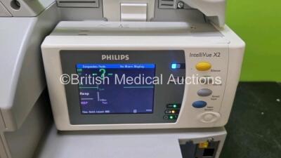 Job Lot Including 2 x Philips IntelliVue MP30 Patient Monitors (Both Power Up) and 2 x IntelliVue X2 Handheld Patient Monitors Including ECG, SpO2, NBP, Press and Temp Options (Both Power Up) *SN DE037B2735 / DE608J5238 / DE728B3829 / DE728B3820* - 6