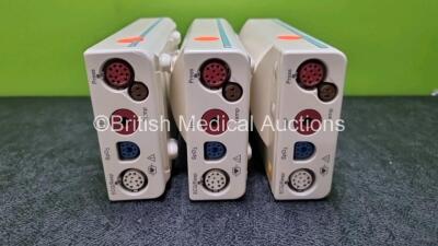 3 x Philips M3001A Modules Including ECG, SpO2, NBP, Press and Temp Options *SN DE512B9887 / DE512B9878 / DE512B94942* - 2