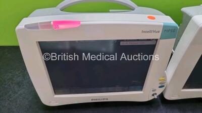 Job Lot Including 2 x Philips IntelliVue MP50 Patient Monitors (Both Power Up) and 2 x IntelliVue X2 Handheld Patient Monitors Including ECG, SpO2, NBP, Press and Temp Options (Both Power Up) *SN DE0379506016 / DE037B395 / DE44025768 / DE44025777* - 3