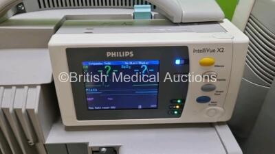 Job Lot Including 2 x Philips IntelliVue MP50 Patient Monitors (Both Power Up) and 2 x IntelliVue X2 Handheld Patient Monitors Including ECG, SpO2, NBP, Press and Temp Options (Both Power Up) *SN DE0379506016 / DE037B395 / DE44025768 / DE44025777* - 5