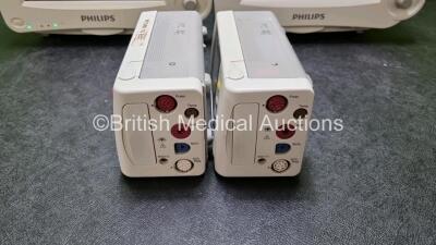 Job Lot Including 2 x Philips IntelliVue MP30 Patient Monitors (Both Power Up) and 2 x IntelliVue X2 Handheld Patient Monitors Including ECG, SpO2, NBP, Press and Temp Options (Both Power Up) *SN DE03758044 / DE03771735 / DE72882366 / DE72882320* - 2