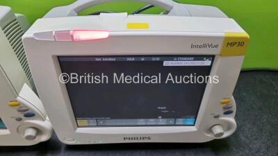 Job Lot Including 2 x Philips IntelliVue MP30 Patient Monitors (Both Power Up) and 2 x IntelliVue X2 Handheld Patient Monitors Including ECG, SpO2, NBP, Press and Temp Options (Both Power Up) *SN DE03758044 / DE03771735 / DE72882366 / DE72882320* - 3